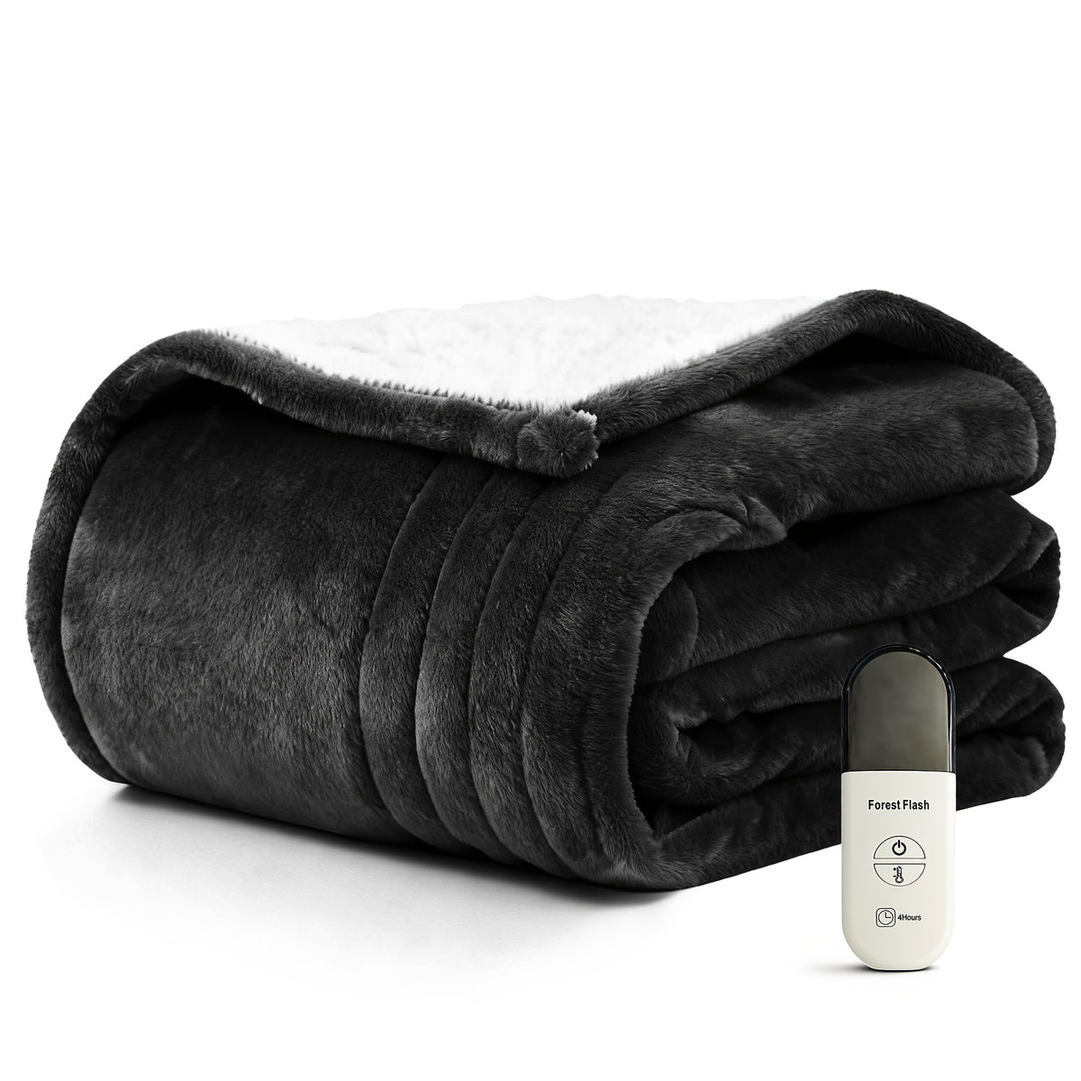 Button-Control Heated Blanket with Double-Sided Flannel, Listed 4 Heat Levels and 4-Hour Auto-Off, Electric Throw and Larger Size Options for Indoor Comfort