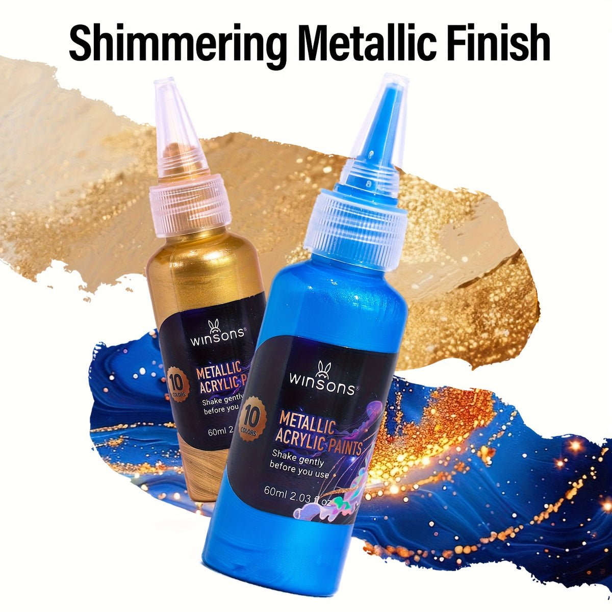 Pearlescent Acrylic Paint Set with Ten-Color Metallic or Upgraded Options, Listed 2.03oz Size for DIY Hand Painting, Decorative Art and Texture Craft Projects