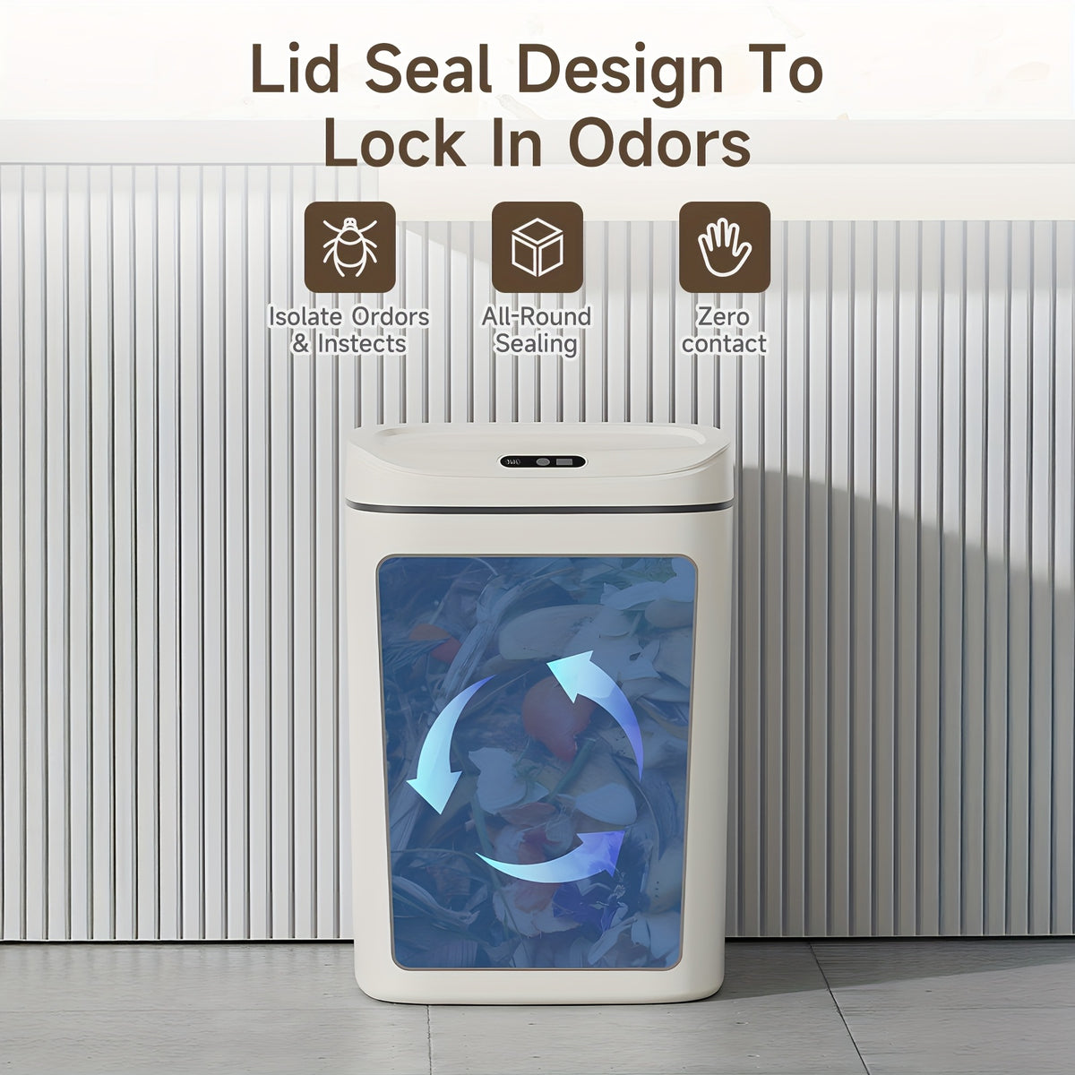 Touchless Plastic Trash Can with Motion Sensor Lid, 3.17 or 4.23-Gallon Capacity Options and Selected Bag Rings or Holders for Kitchen, Bathroom and Office