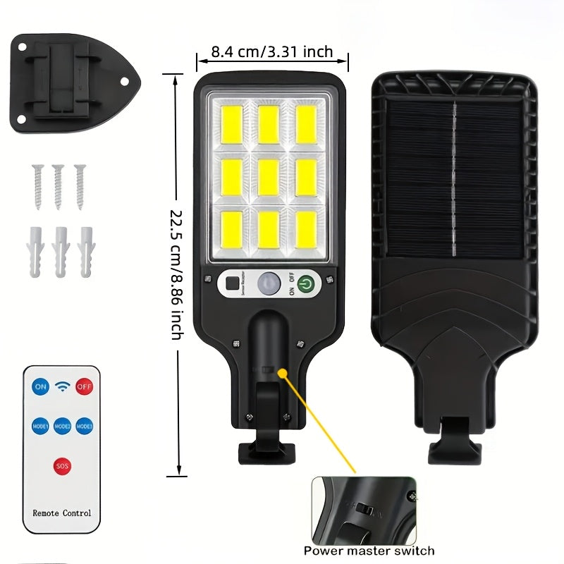 108COB Solar Motion Sensor Wall Lights, Six-Pack Outdoor Lighting with Three Listed Modes, IPX4 Rating and 2000mAh Battery Description for Garden and Stairs