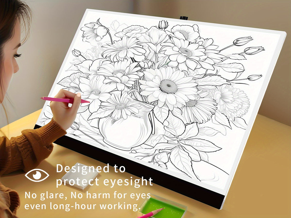 Touch Control A2 LED Tracing Light Box with Three-Level Brightness Adjustment, USB-Powered Thin Light Pad in Black or Blue for Diamond Painting, Sketching and Paper Crafts