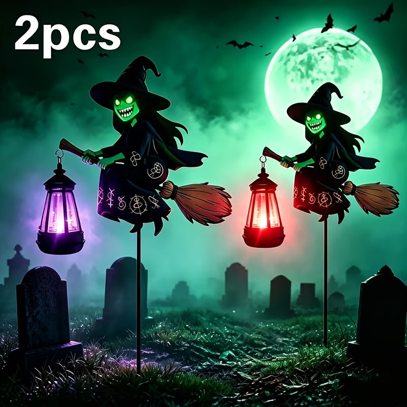 Solar Hummingbird Lantern Pair, Two-Piece Hanging Garden Light Set in Warm or Multicolor Options with Metal and Plastic Construction for Courtyard and Party Decor