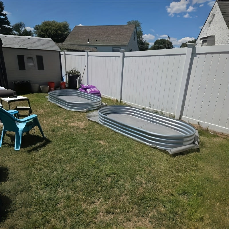 Oval Raised Garden Beds Two-Pack, Galvanized Metal Outdoor Vegetable Planters with 2x2x1, 4x2x1, 6x3x1 or 8x3x1 ft Size Options for Backyard Gardening