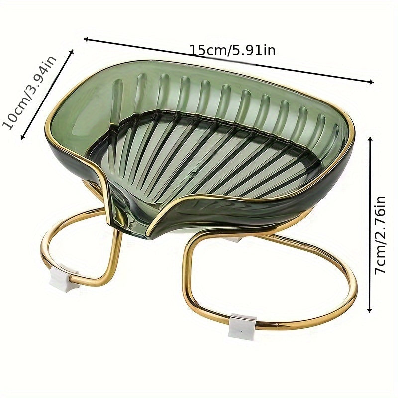 Self-Draining Plastic Soap Dish, Single Bar Soap Holder in Amber, Emerald Green or Clear for Bathroom Wash Areas and Everyday Sink-Side Storage