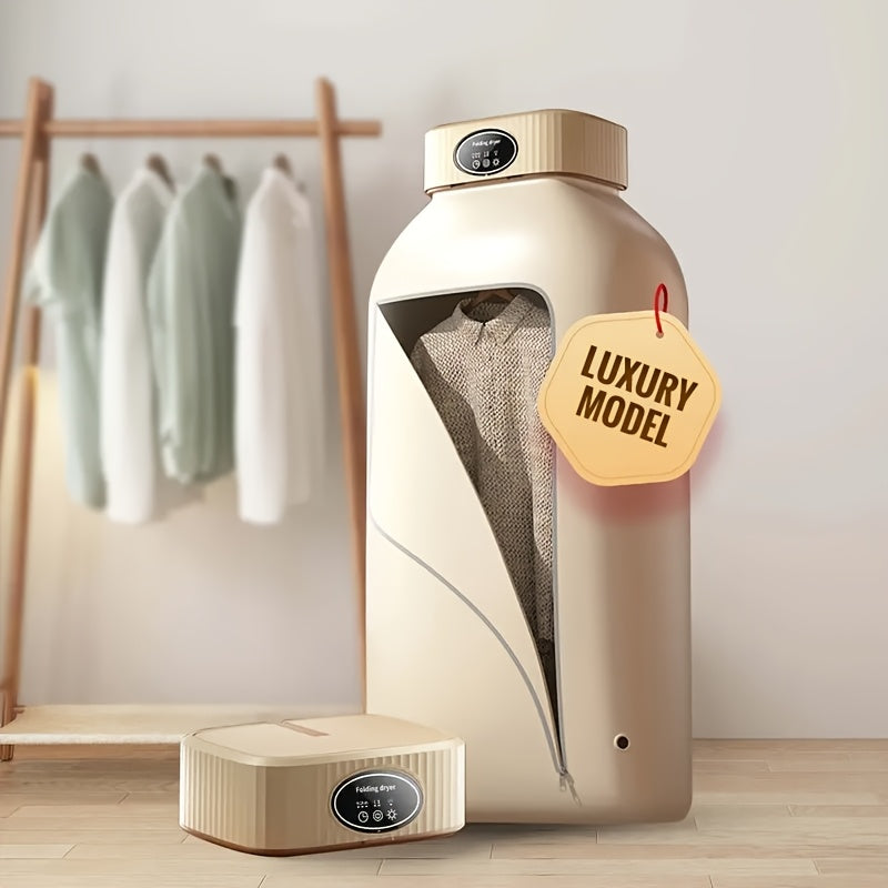 600W Portable Clothes Dryer with Two Warm-Air Modes and 1H, 2H or 8H Timer, Compact 110V Laundry Dryer with Beige1, Beige2 and UV Deluxe Model Options
