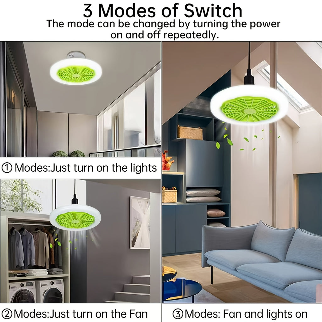 E26 Socket Ceiling Fan Light with Remote Brightness and Fan Speed Adjustment, LED Lighting and Air Circulation for Bedrooms and Living Rooms