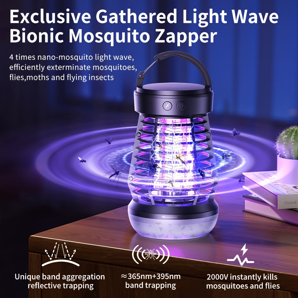 Rechargeable Bug Zapper with Bottom SOS Light and Listed 2000mAh Battery, Compact Electric Insect Trap in Black, White and New J13 Model Selections