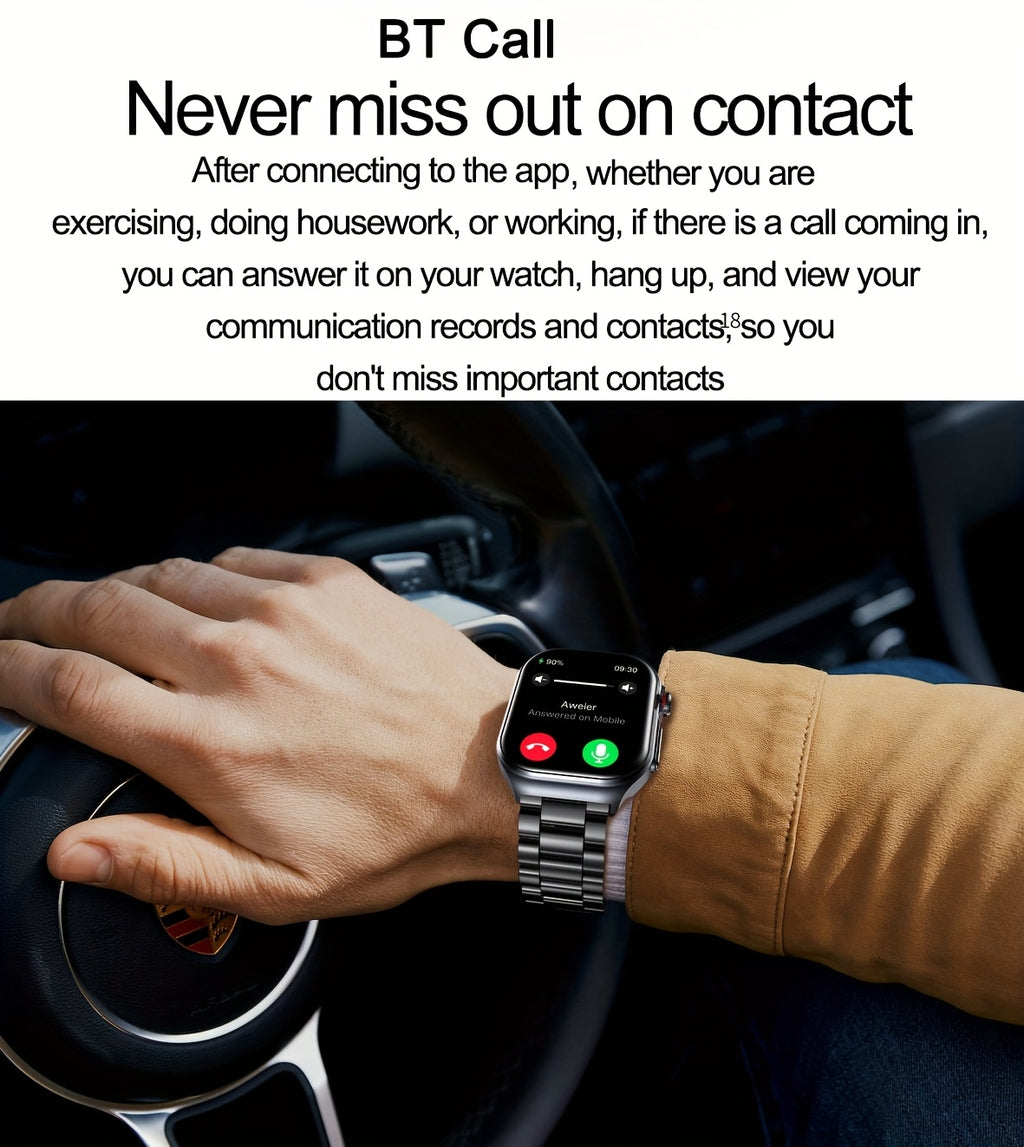 AMOLED Calling Smartwatch for Men and Women, 2.04-Inch Display, 530mAh Battery, NFC and Multi-Sport Modes with Magnetic Charging for iOS Android
