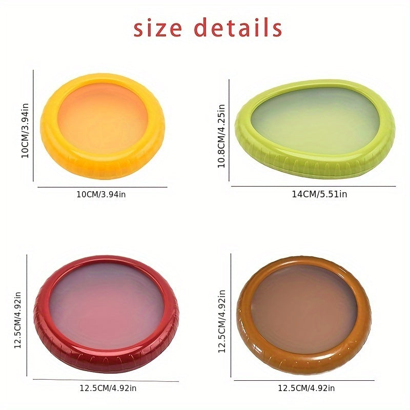 Fruit and Vegetable Storage Holders, 4-Piece Reusable Silicone Fridge Pod Set for Compatible Avocado, Tomato, Onion and Lemon Kitchen Organization
