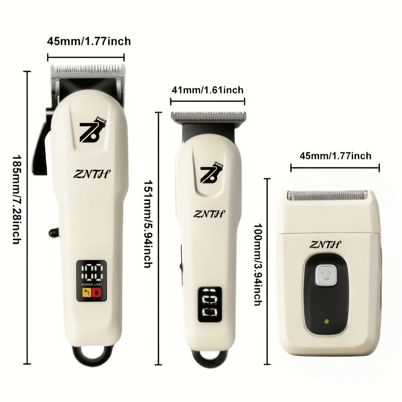 LCD Hair Clipper with Listed USB Charging and Stainless Steel Blades, Upgraded Single Clipper or Three-in-One Electric Razor and Shaver Kit for Home Grooming
