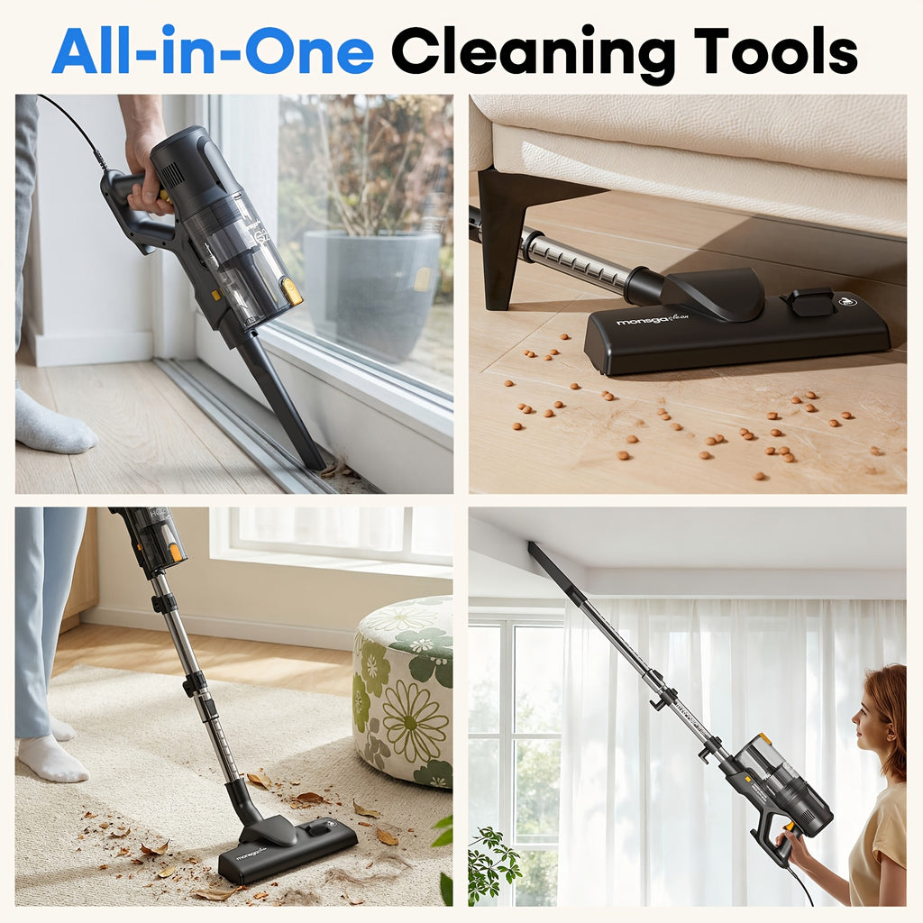 Detachable-Battery Cordless Vacuum Cleaner in Purple with Listed 46kPa Suction, Six-Stage Filtration and V-Shaped Brush Features for Home Floor and Pet Hair Cleanup