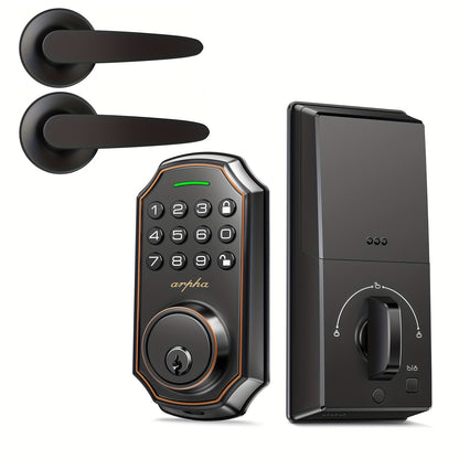 Electronic Keypad Deadbolt with Listed 100 Access Codes, Auto Lock and One-Touch Locking, Black or Silvery Finish and Fingerprint or Handle Set Options