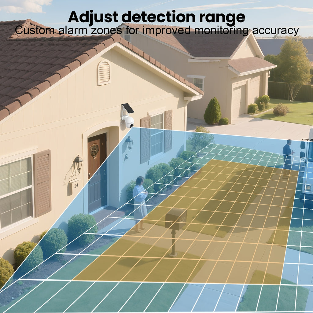 4MP Solar WiFi Security Camera with 355-Degree Pan and 90-Degree Tilt, Outdoor Battery Camera with Color Night Vision, Motion Detection and Two-Way Audio