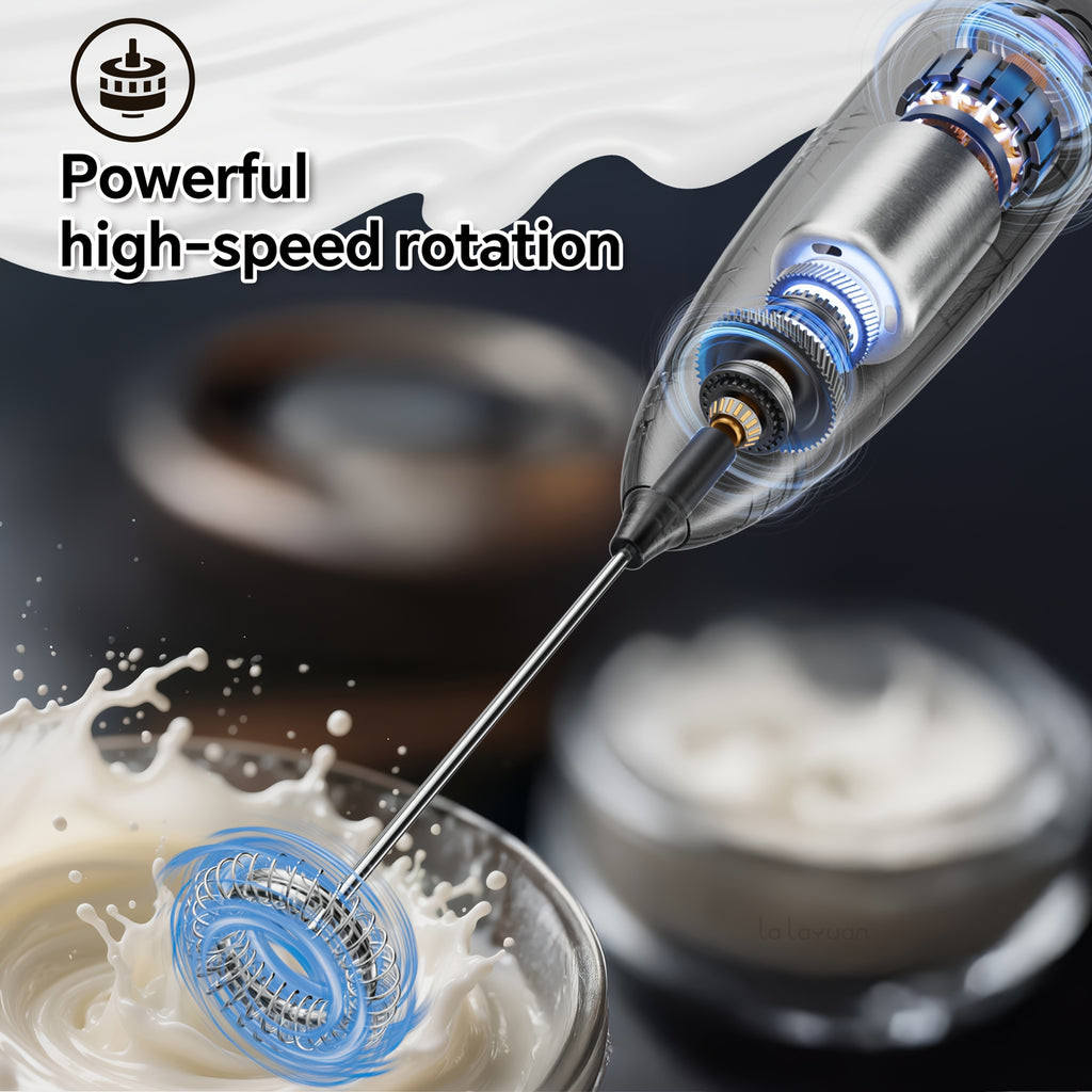 USB Rechargeable Milk Frother with Three Speeds, Handheld Electric Drink Mixer in Four Color Labels with Single Foam Head or Egg and Frother Head Options