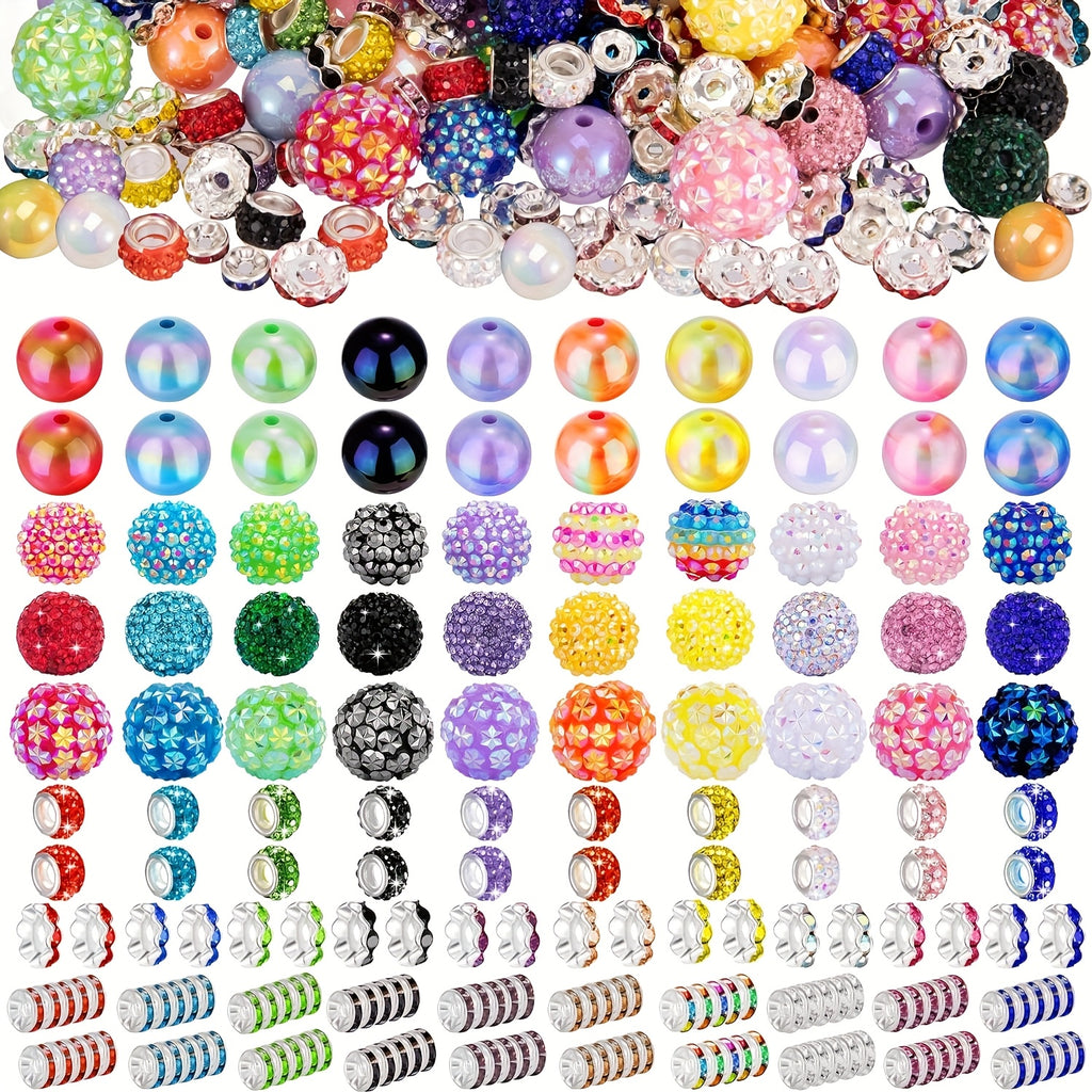 Bubblegum Beads for Beadable Pens, Listed 200-Piece Mixed Color Craft Assortment with 16mm and 20mm Chunky Bead Wording and Rondelle Spacers for DIY Keychain Projects