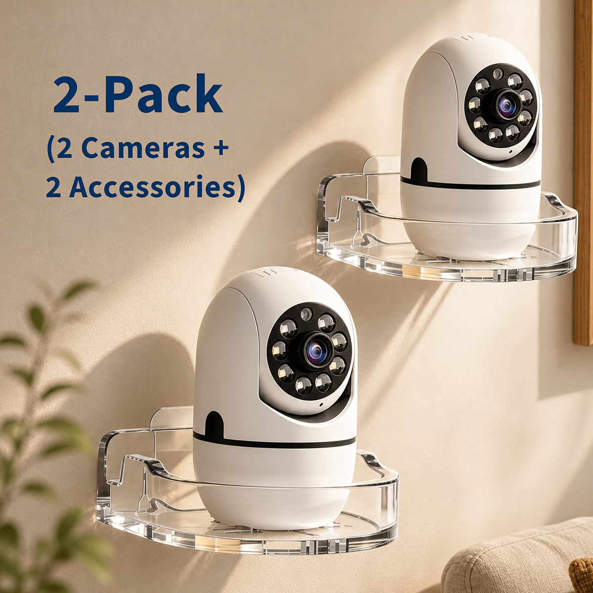 Indoor Security Camera 2 Pack, Baby & Pet Monitor with 355° Pan Tilt, Full-Color Night Vision, Motion Detection, 2-Way Talk, Dual WiFi 2.4G/5G, Cloud & SD Storage, Alexa Smart Home Cameras