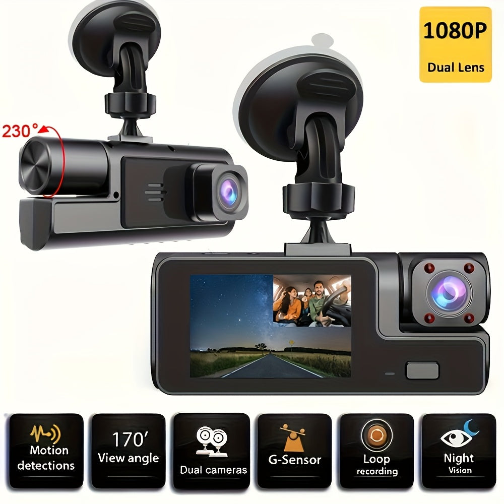 Dual or Triple Lens Dash Cam, Black Vehicle Camera with Listed 1080P Front and 720P Rear Recording, Loop Recording and G-Sensor References, Select 32G and Wi-Fi Options