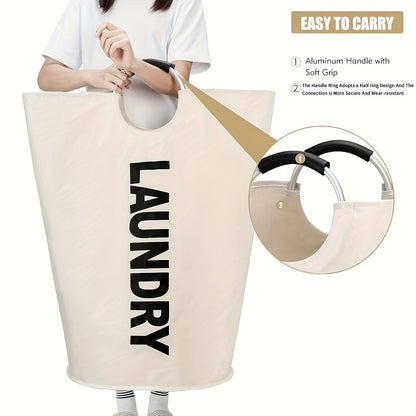 Half-Ring Handle Laundry Basket, Foldable Fabric Clothes Hamper in 16.64, 21.66 or 25.1 gal Options for Bedroom and Laundry Room Organization