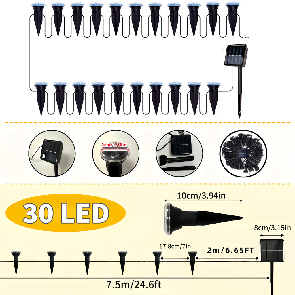 Purple or Blue Solar Lawn Stake Lights, 30 LED Style Options with Listed IP44 Rating for Garden Paths, Courtyards, Outdoor Parties and Wedding Decor