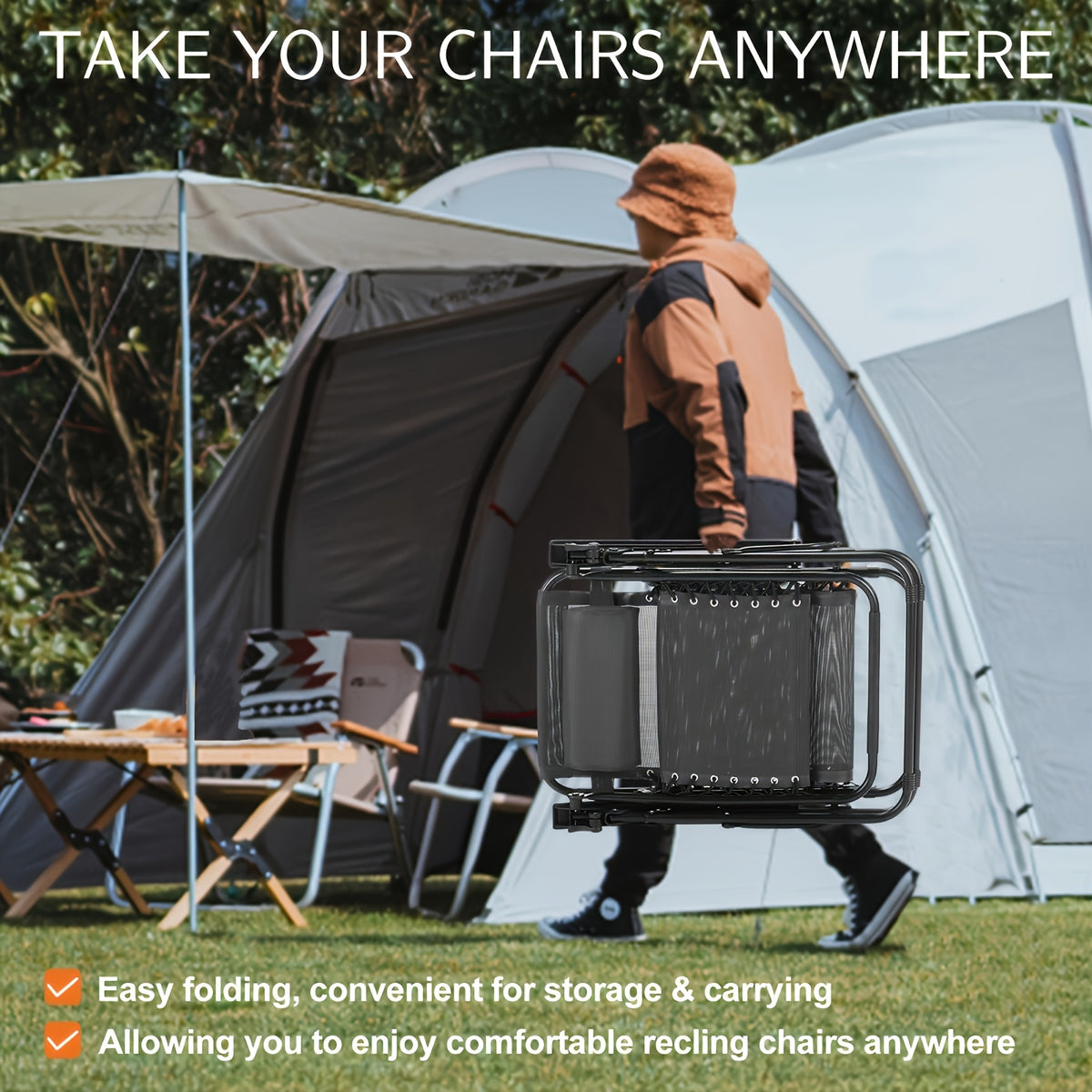 Zero Gravity Chair Set of Two with Adjustable Reclining, Listed Breathable Fabric, Cup Holder Trays and Headrest Pillow for Patio, Camping and Backyard Lounging