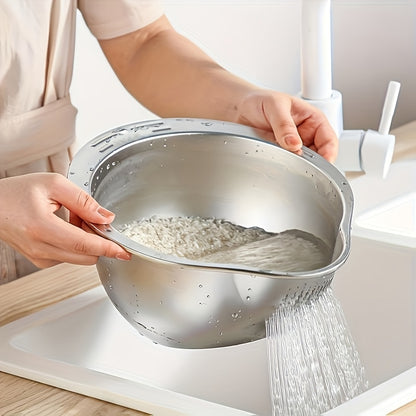 Large Stainless Steel Colander with 5.5QT Listed Capacity, Dishwasher-Safe Kitchen Strainer Basket for Draining Pasta and Rinsing Vegetables and Fruit
