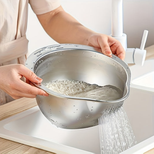 Large Stainless Steel Colander with 5.5QT Listed Capacity, Dishwasher-Safe Kitchen Strainer Basket for Draining Pasta and Rinsing Vegetables and Fruit