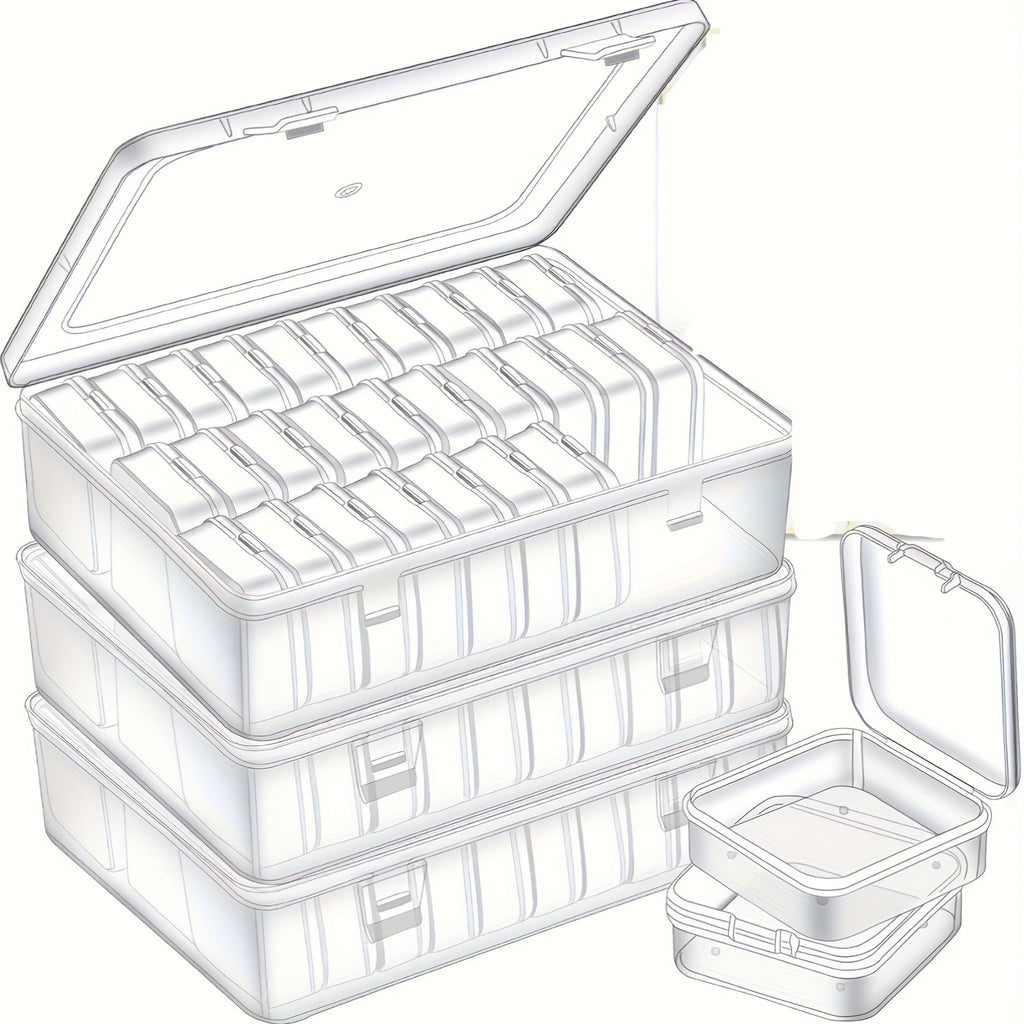 Bead Organizer Storage Box with Drawers and Stackable Plastic Design, Listed 60, 90, 120 or 180 Pocket Options Including Pink for Jewelry and Hair Accessory Sorting