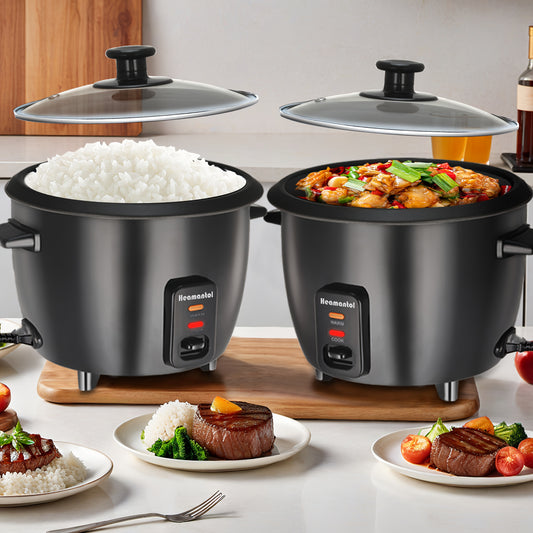 One-Touch Rice Cooker in Black, 1.5 Qt with Listed 3-Cup Uncooked Capacity, Removable Nonstick Pot and Automatic Keep Warm for Small-Household Meals