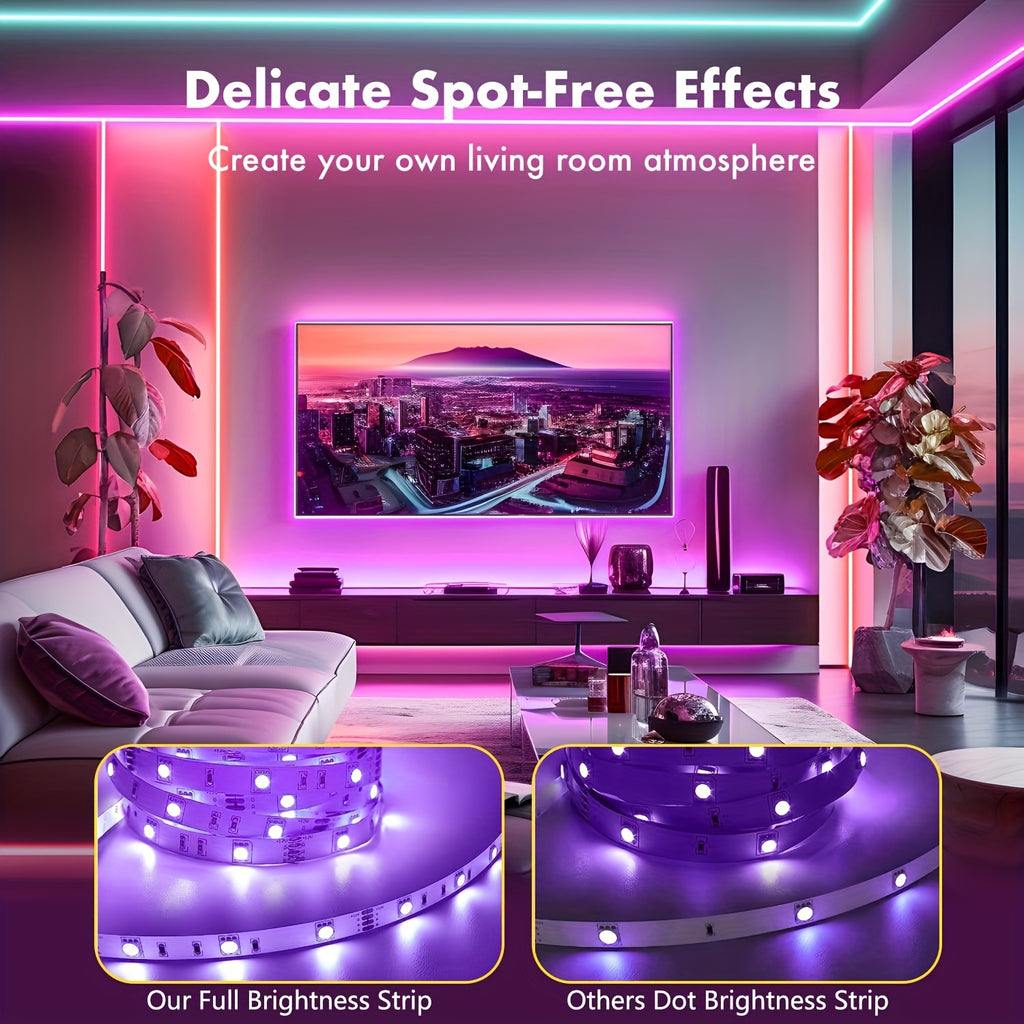 Color Changing Room LED Strip Lights, 200ft RGB with Listed 16 Million Colors, Music Sync, App and Remote Control, Timer for Party and Holiday Decor