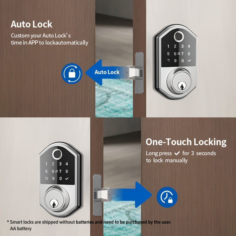 Fingerprint Keypad Door Lock with Automatic Locking and Anti-Peeping Password Feature, Black or Silvery Smart Entry Lock in With Card or Cardless Versions
