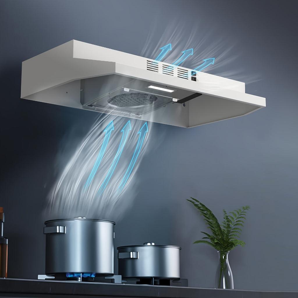 Convertible Kitchen Range Hood, 30-Inch Under Cabinet Vent with Ducted or Ductless Setup, LED Light and 2-Speed Fan in Black, White or Silvery