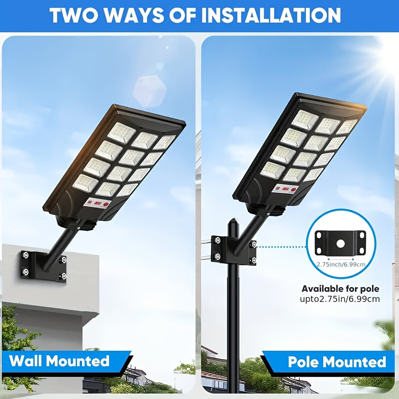 Solar Street Flood Lights, Two- or Four-Pack Outdoor LED Options with Selected 92LED Labels, Listed 6500K Light, Motion Sensor and Remote Control