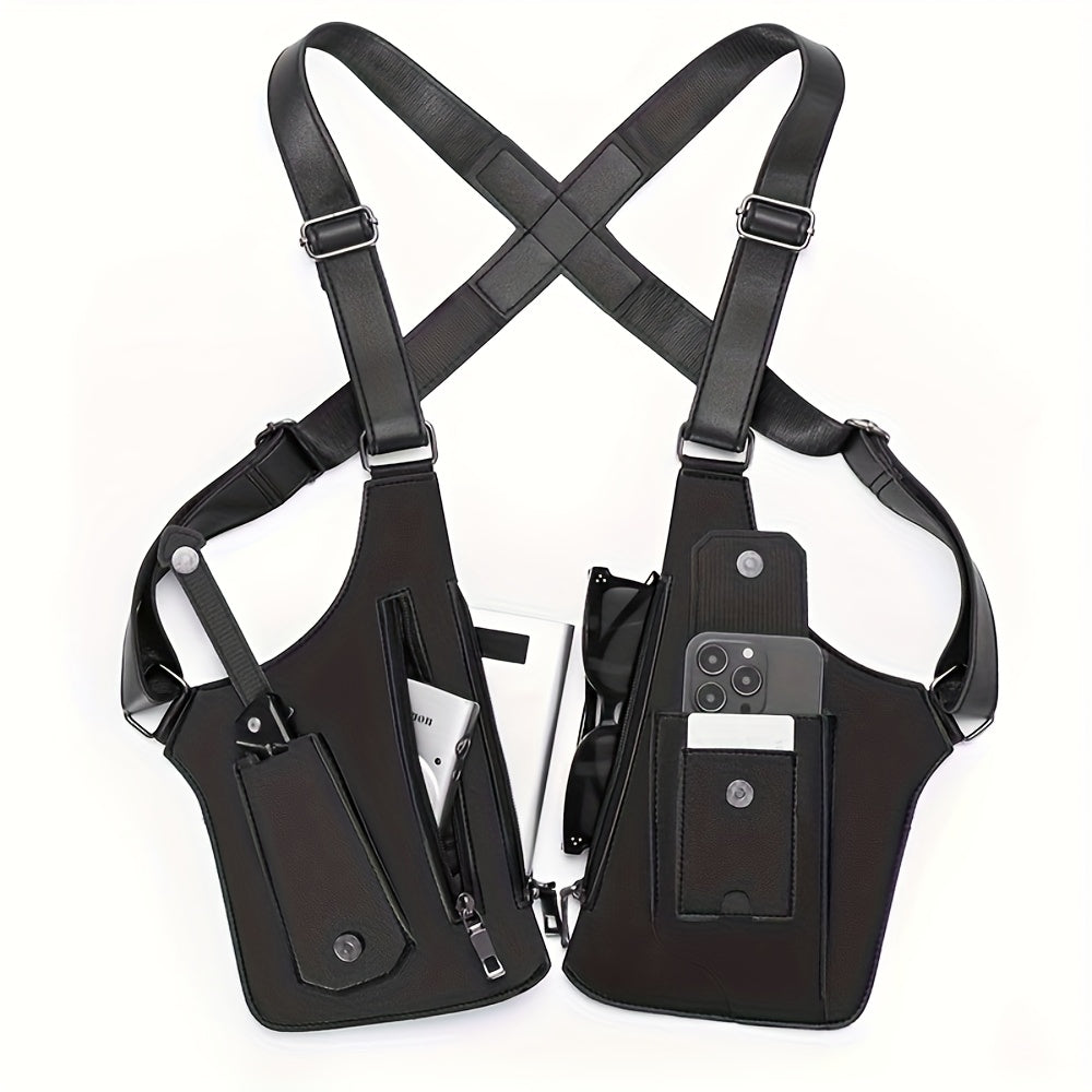 Men's Underarm Strap Bag in Black with Retro Styling for Everyday Phone Carry, Outdoor Walks, Cycling and Hiking Gift Ideas for Boyfriend or Father