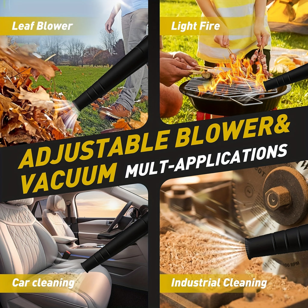 Portable Battery Leaf Blower, Yellow or Black Cordless Handheld Yard Tool with One- or Two-Battery Configurations and Selected Seven-Piece Sets for Leaf Cleanup