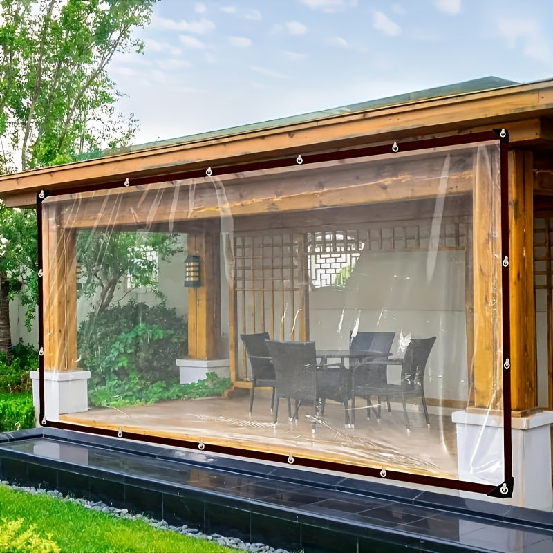 Clear Outdoor Tarp with Listed 15mil Thickness and 78.74 × 157.48-Inch Size, Transparent Cover for Suitable Garden, Patio, Porch and Camping Applications