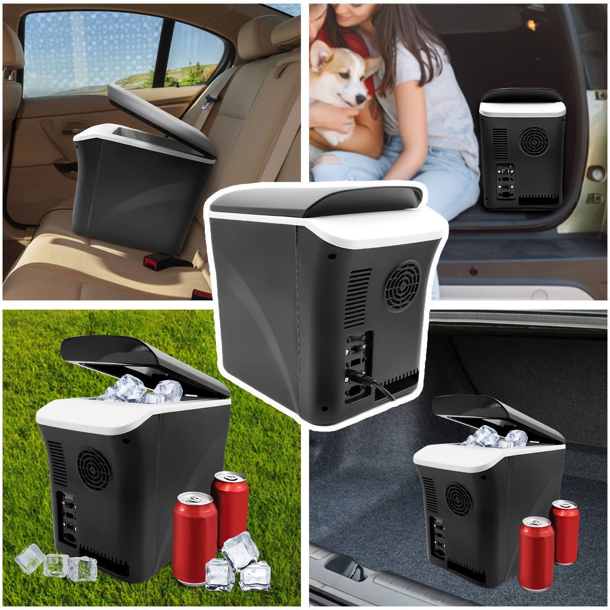Car Refrigerator with Listed 12V and 24V DC Input, Black Portable Mini Fridge with 12 x 330ml Can Storage Claim for Road Trips, RV Travel and Compatible Camping Setups