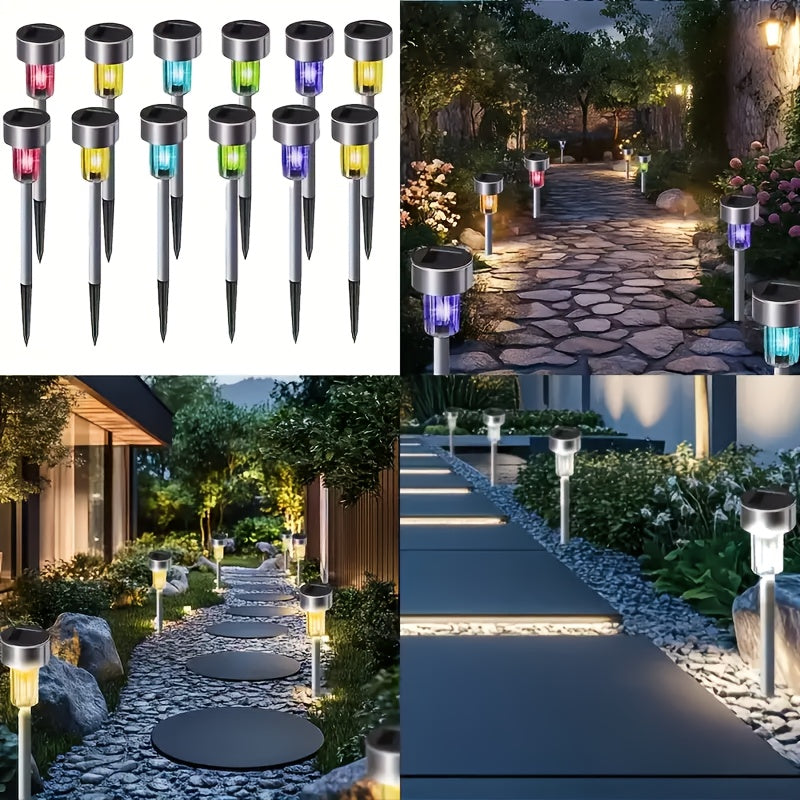 Solar LED Rod Lights with Listed Stainless Steel and IP44 Rating, 20 to 50 Piece Pack Labels in Multicolor, White or Warm Light for Garden and Patio Decoration