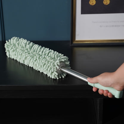 Chenille Telescopic Duster with Extendable Pole and Detachable Washable Head for Furniture, Ceiling Fans, Windows, Office and Car Interior Dusting