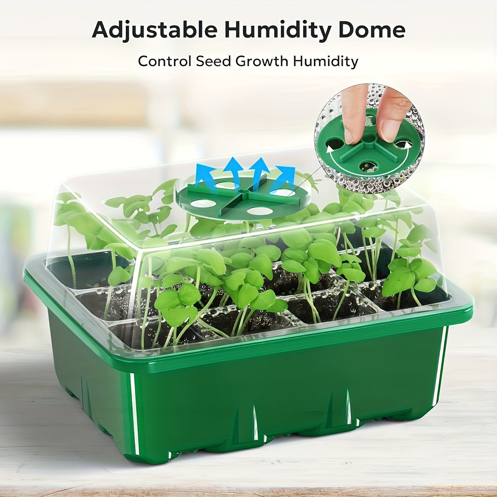 Seed Germination Tray Kit for Indoor Seed Starting with Adjustable LED Grow Light, Digital Timer and Humidity Dome, 5 Packs or Large-2Pack Options
