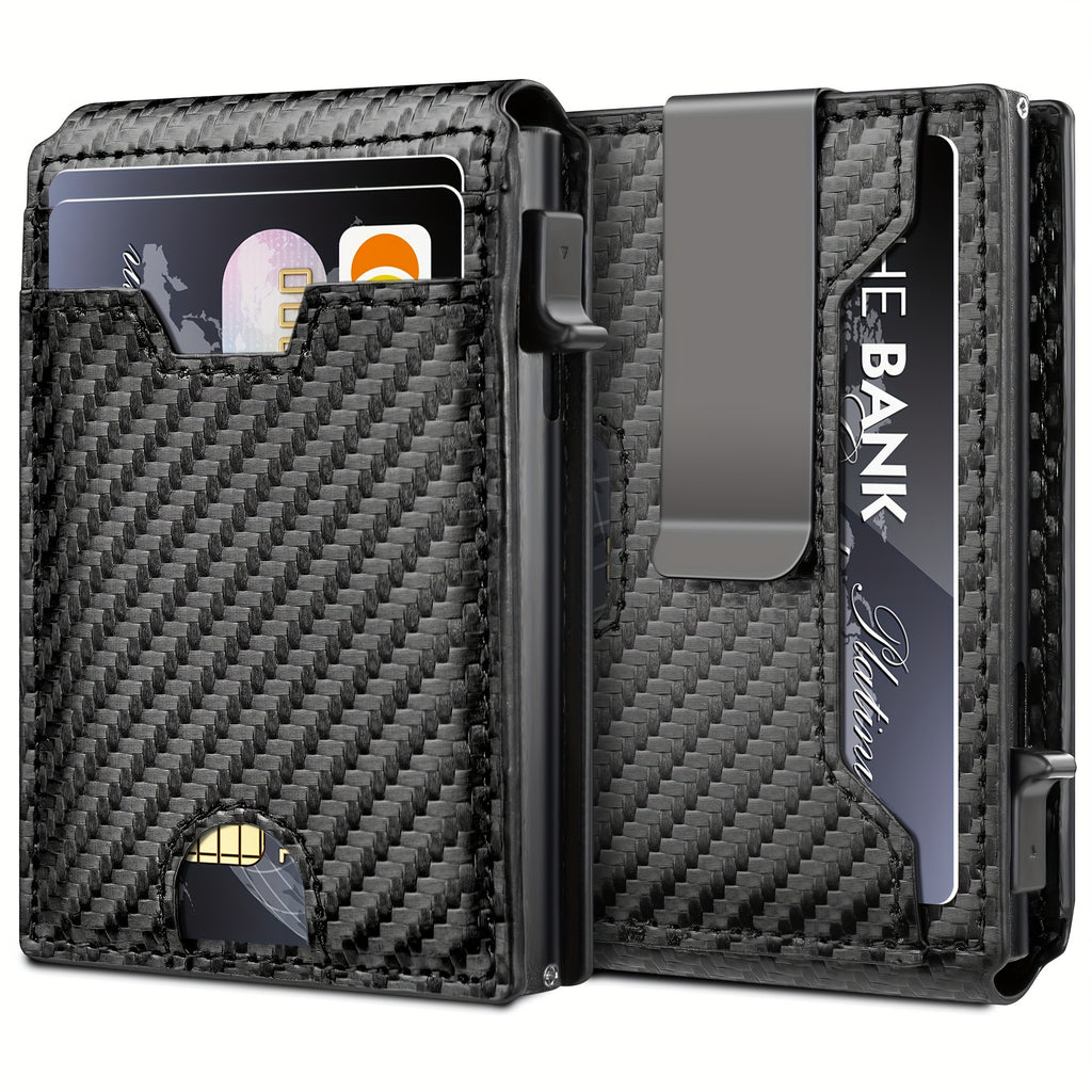 Minimalist Bifold Wallet for Men with Money Clip and Credit Card Slots, Slim Carry Design in Brown, Black or Carbon Fiber Black Options for Everyday Essentials