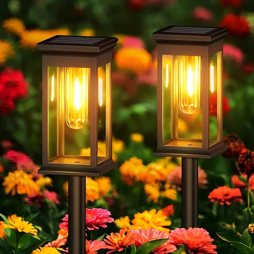 Solar Outdoor Path Lights Eight-Pack with Listed Automatic On-Off and IP44 Rating for Decorative Garden Borders, Lawn Areas, Terraces and Home Landscape Displays