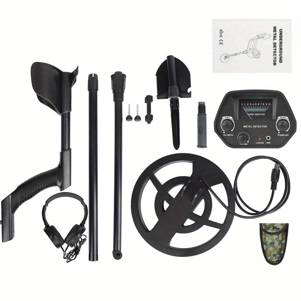 Metal Detector for Adults with Adjustable 78–107 cm Length, Mechanical Pointer and Audio References, Black or Yellow Options with Selected Bag Package for Hobby Searching