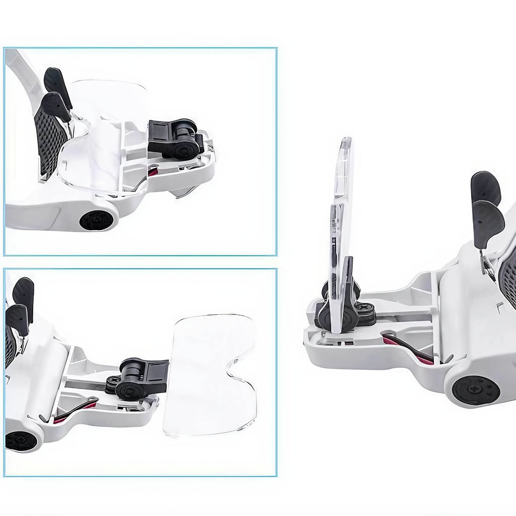 LED Head Magnifier in White with Adjustable Headband and Five Interchangeable Lenses from 1X to 3.5X for Reading, Jewelry Crafts, Models and Detail Inspection