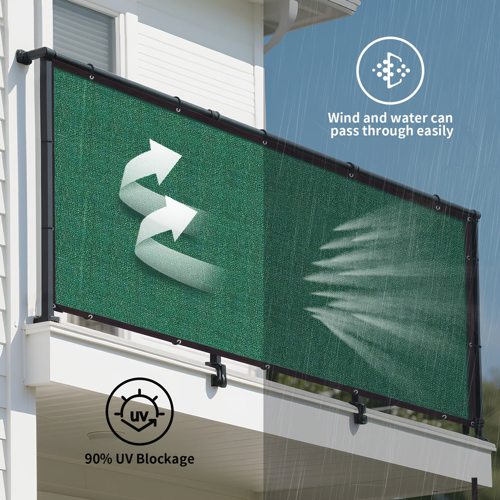 Balcony Privacy Screen for Deck Railings and Outdoor Fences, Green, Brown or Black with Two Size Options, Listed 33ft Rope and Zip Ties for Patio Screening