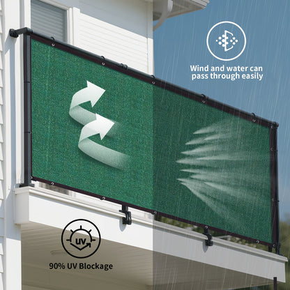 Balcony Privacy Screen for Deck Railings and Outdoor Fences, Green, Brown or Black with Two Size Options, Listed 33ft Rope and Zip Ties for Patio Screening