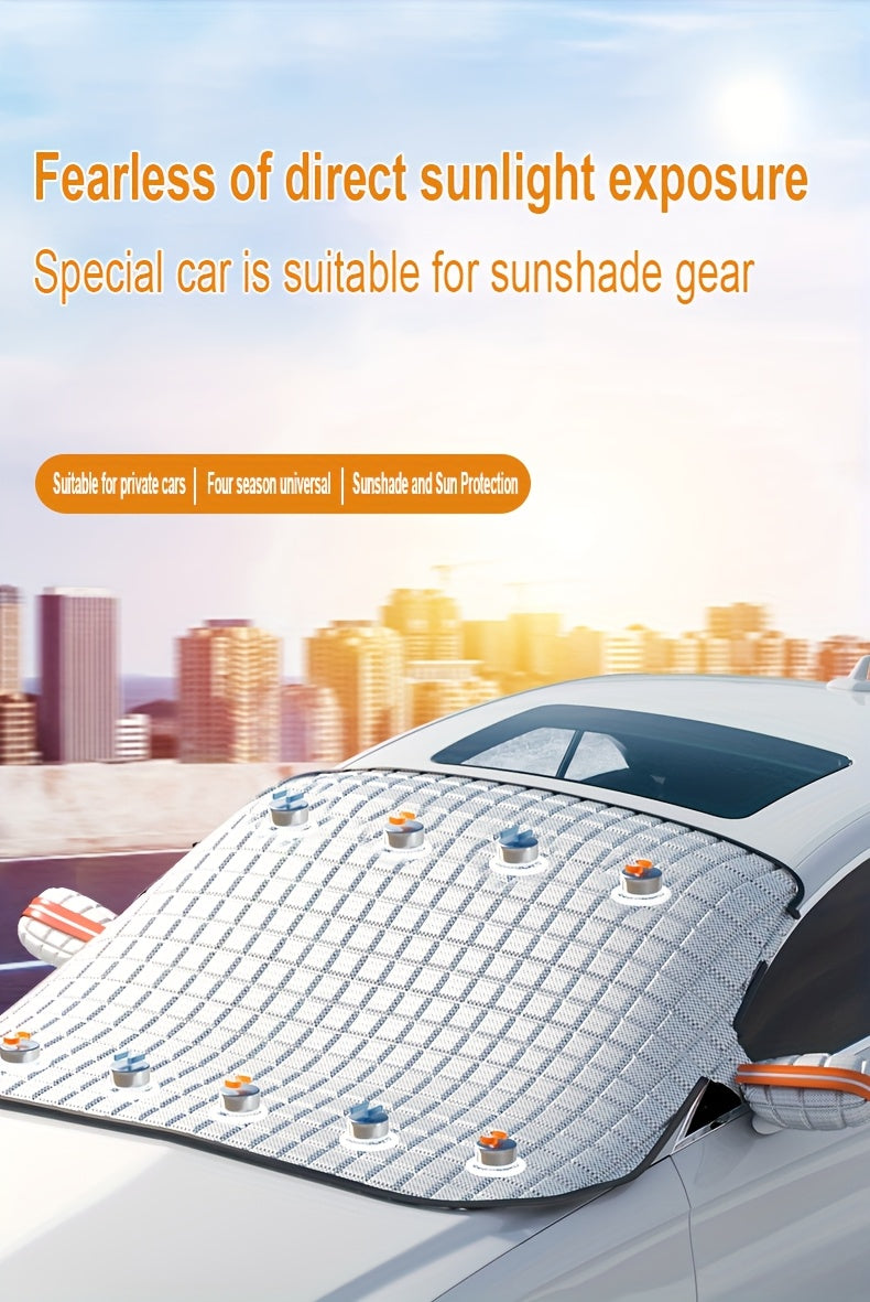 Magnetic Windshield Snow Cover for Parked Cars, Front Window Sunshade and Snow Cover with All-Season Style for Seasonal Outdoor Parking
