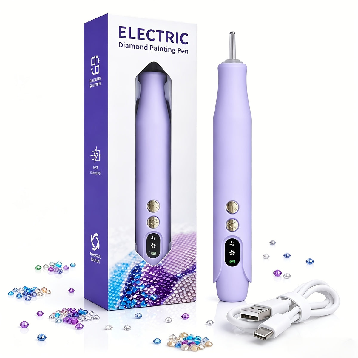 Electric Diamond Painting Pen with Rechargeable Cordless Operation and Listed Wax-Free Adjustable Suction, ED15, ED15 Pink and One-Piece Options for DIY Diamond Art