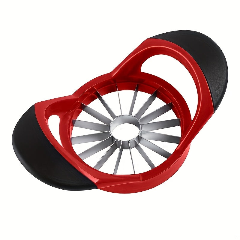 Apple Slicer and Corer in Red, Manual Fruit Cutting Tool for Compatible Apples and Pears, Kitchen Prep Accessory for Snacks and Family Fruit Platters