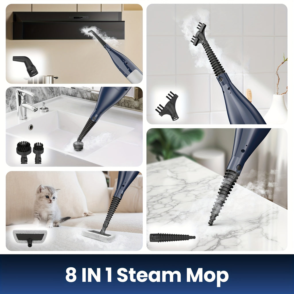 Rotating-Pad Steam Mop VM6 with Three Listed Steam Modes, LED Headlights and Removable Water Tank, Black Gray or Black Golden Floor Cleaning Options
