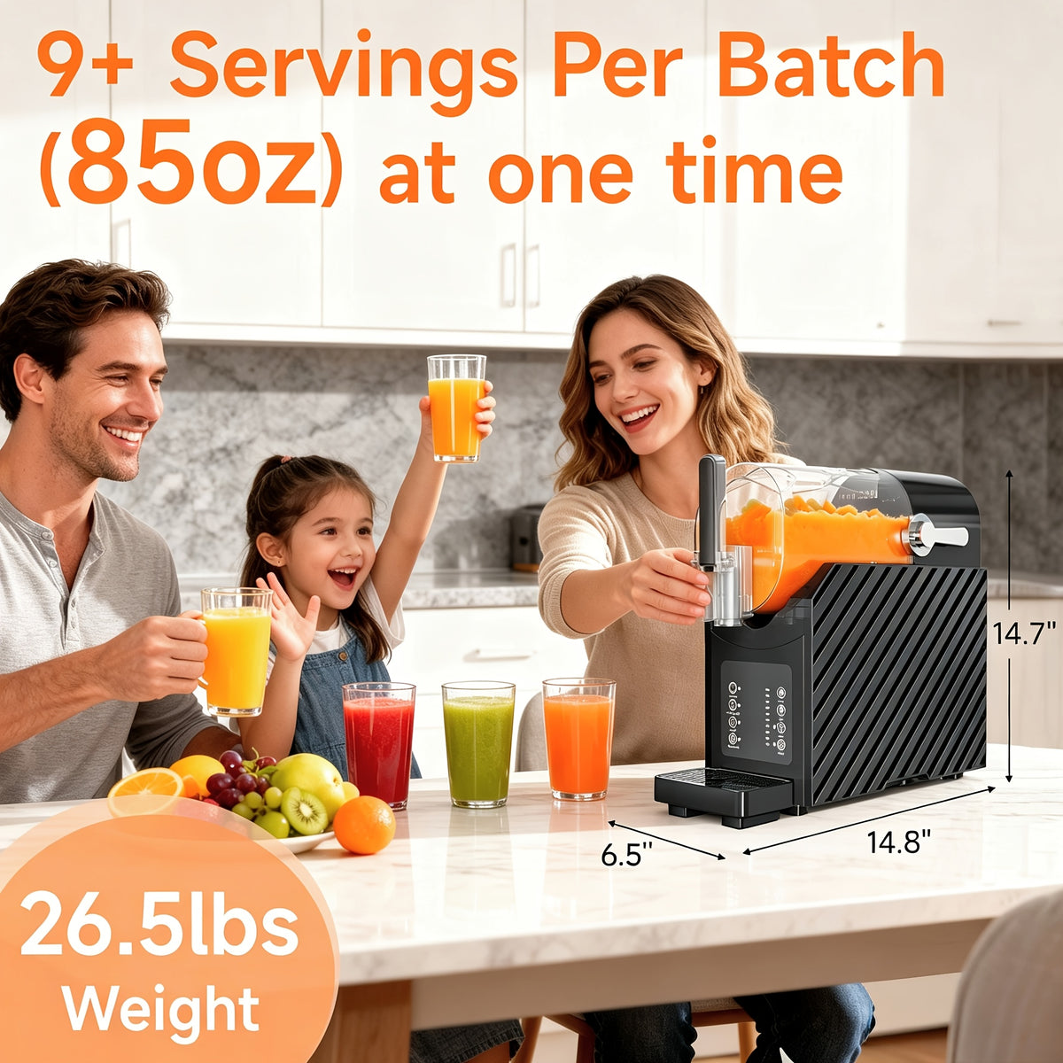 No-Ice Slush Drink Maker with Listed 85oz Capacity, Three Preset Programs, LED Display and Auto-Clean Function for Compatible Home Frozen Beverage Recipes
